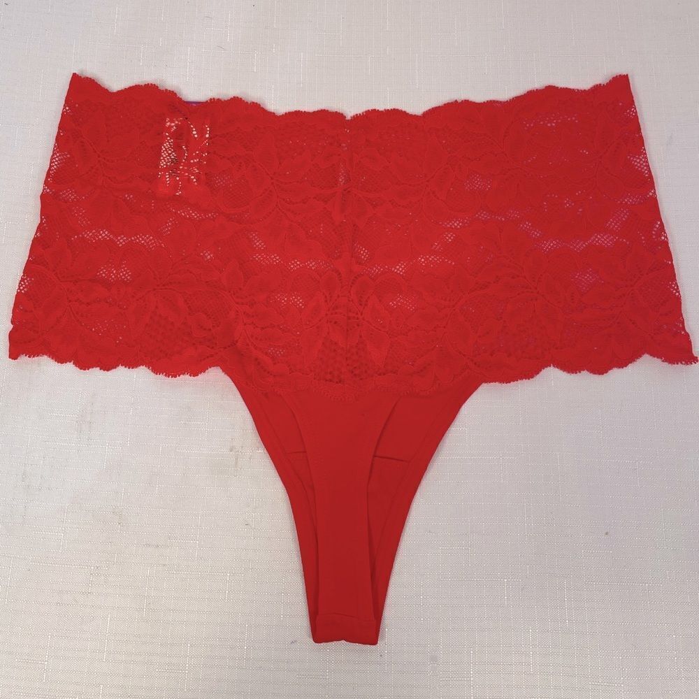 Ambrielle Vibrant Red Lace Thong Panties NEW - Picture 5 of 6
